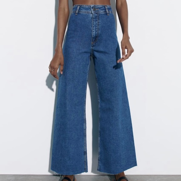 Zara Denim Marine Straight High Waisted Jeans - Picture 2 of 6